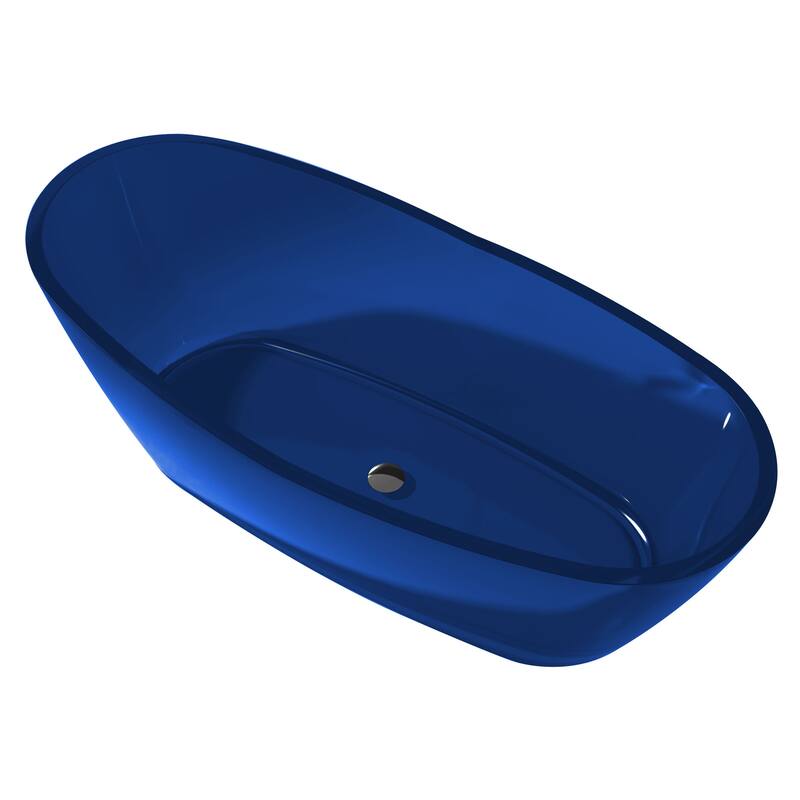 ANZZI Ember 5.4 ft. Man-Made Stone Center Drain Freestanding Bathtub in Regal Blue
