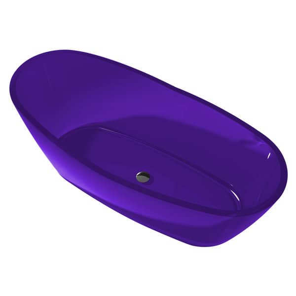 slide 2 of 6, Anzzi Ember 5.4-foot Man-made Stone Center Drain Freestanding Bathtub in Evening Violet