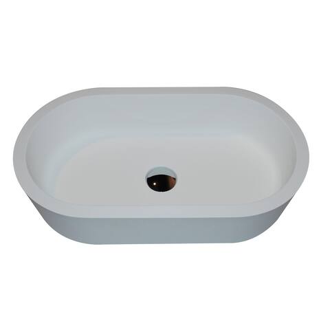ANZZI Vaine 1-Piece Matte White Manmade Stone Vessel Sink
