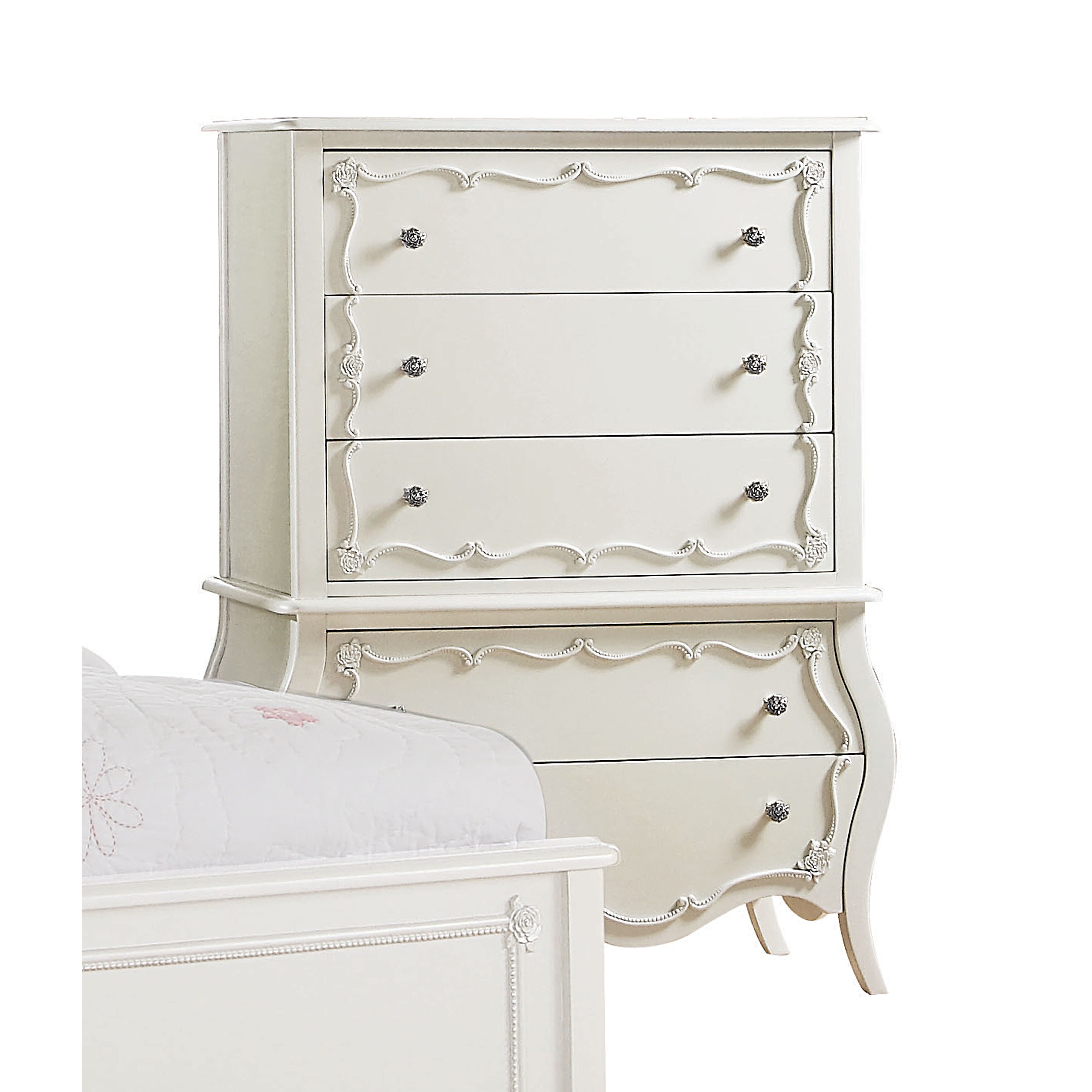 Shop Acme Furniture Edalene Pearl White Pine 5 Drawer Chest Free