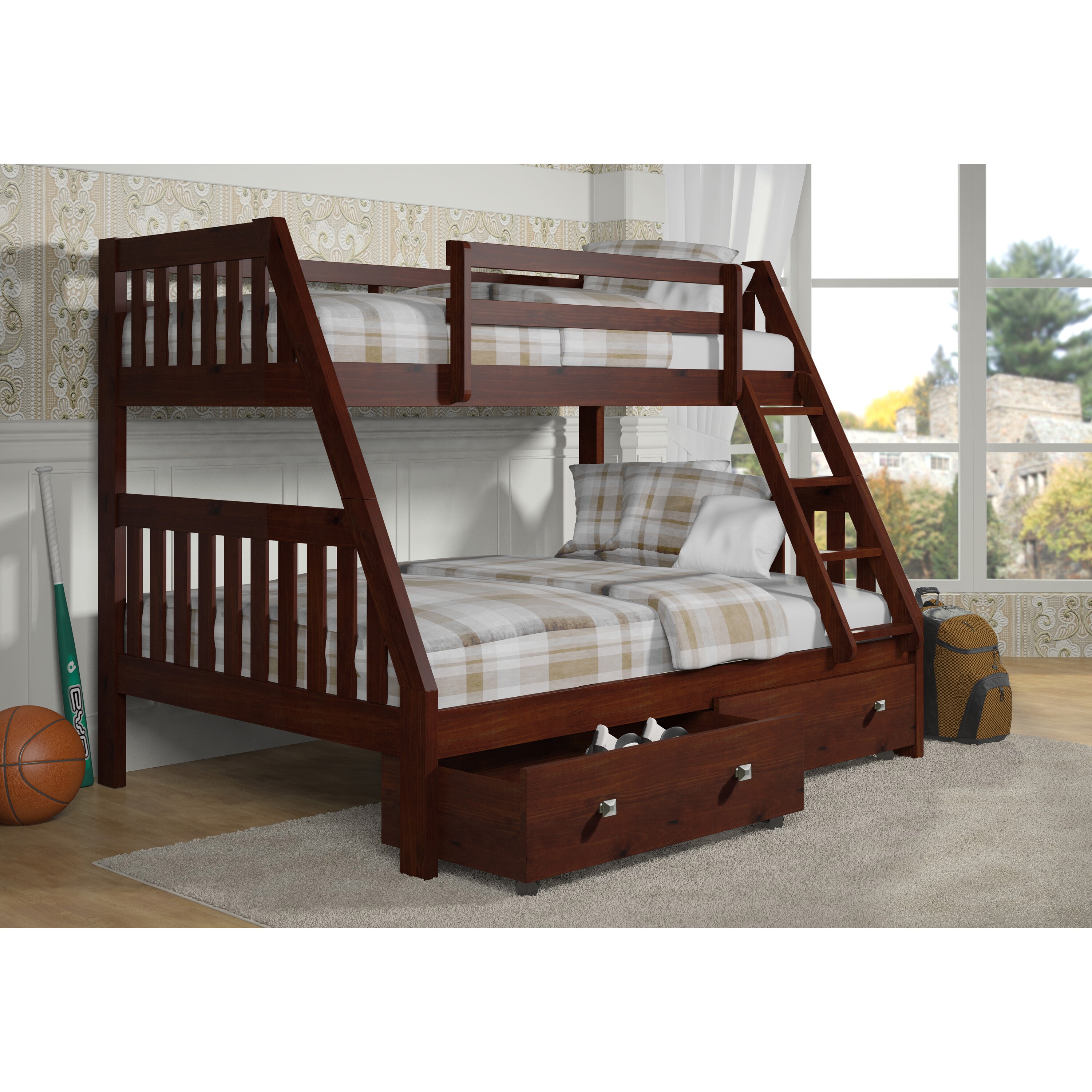 Shop Donco Kids Mission Style Dark Cappuccino Twin Over Full Bunk