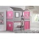 preview thumbnail 4 of 6, Donco Kids Light Grey Twin over Twin Loft Bunk Bed Twin over Twin - Pink Tent
