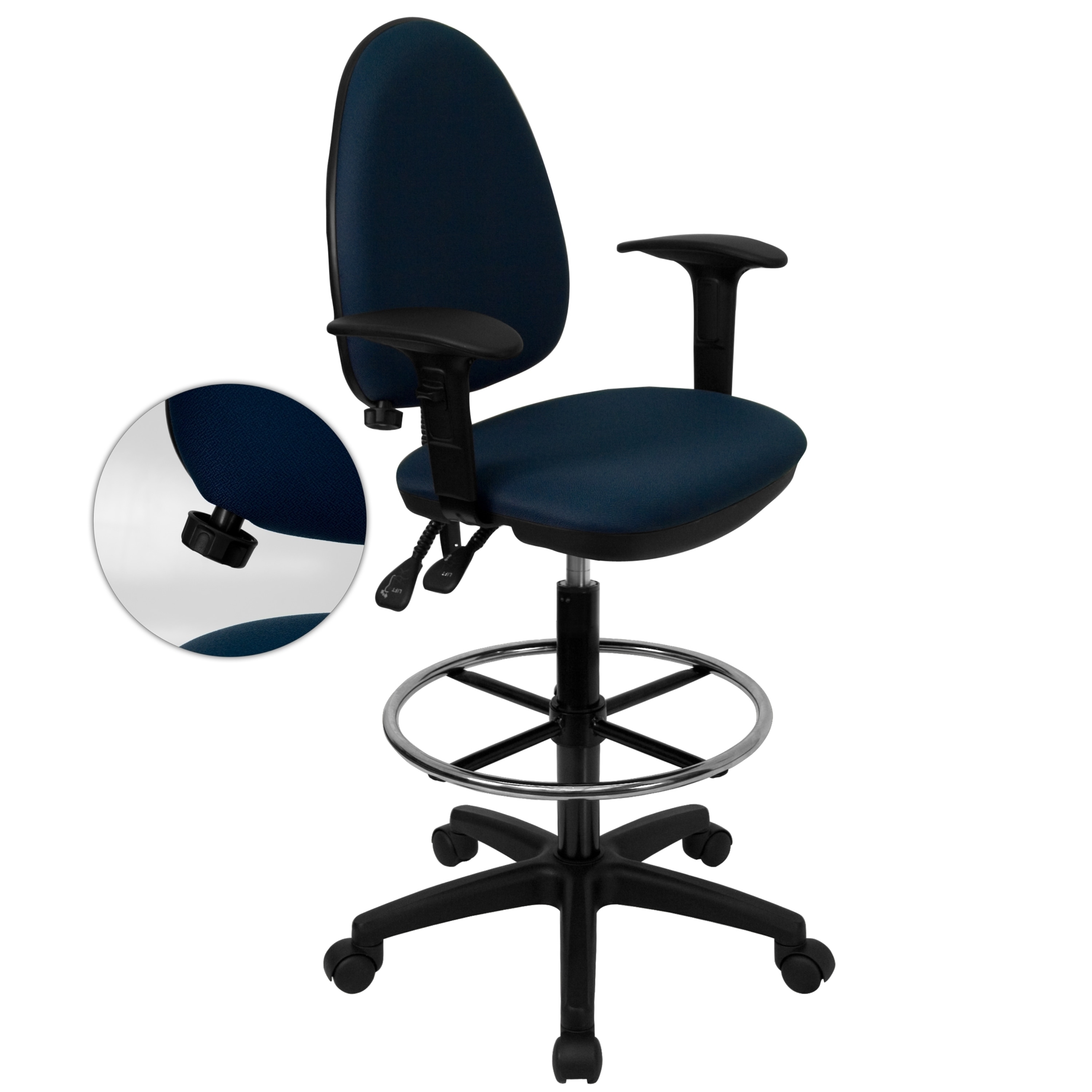 drafting chair with adjustable lumbar support