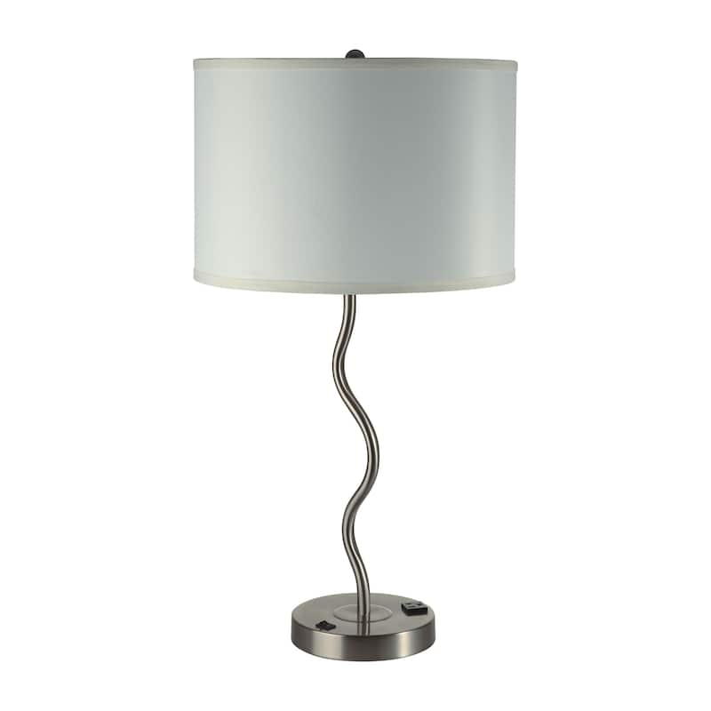 Nyon Modern Metal Fabric Shade 1-light Table Lamp by Furniture of America - White