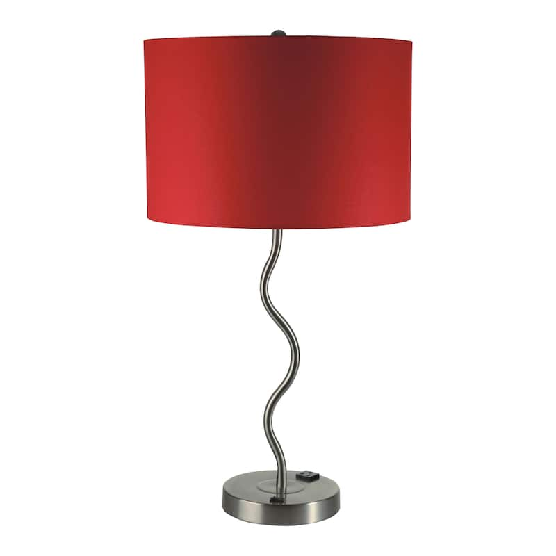 Nyon Modern Metal Fabric Shade 1-light Table Lamp by Furniture of America - Red