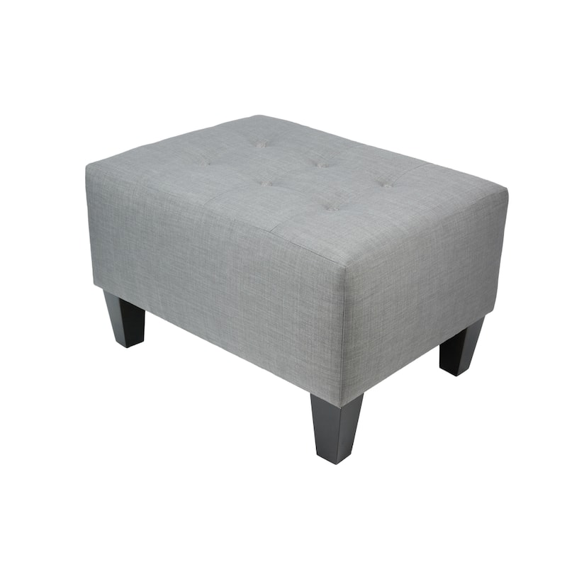 MJL Furniture MAX Squared Decorative Button Tufted Upholstered Grey Firm Ottoman