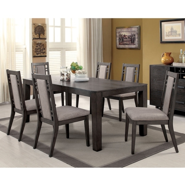 Shop Furniture of America Mosa Rustic Grey Solid Wood 7-piece Dining ...