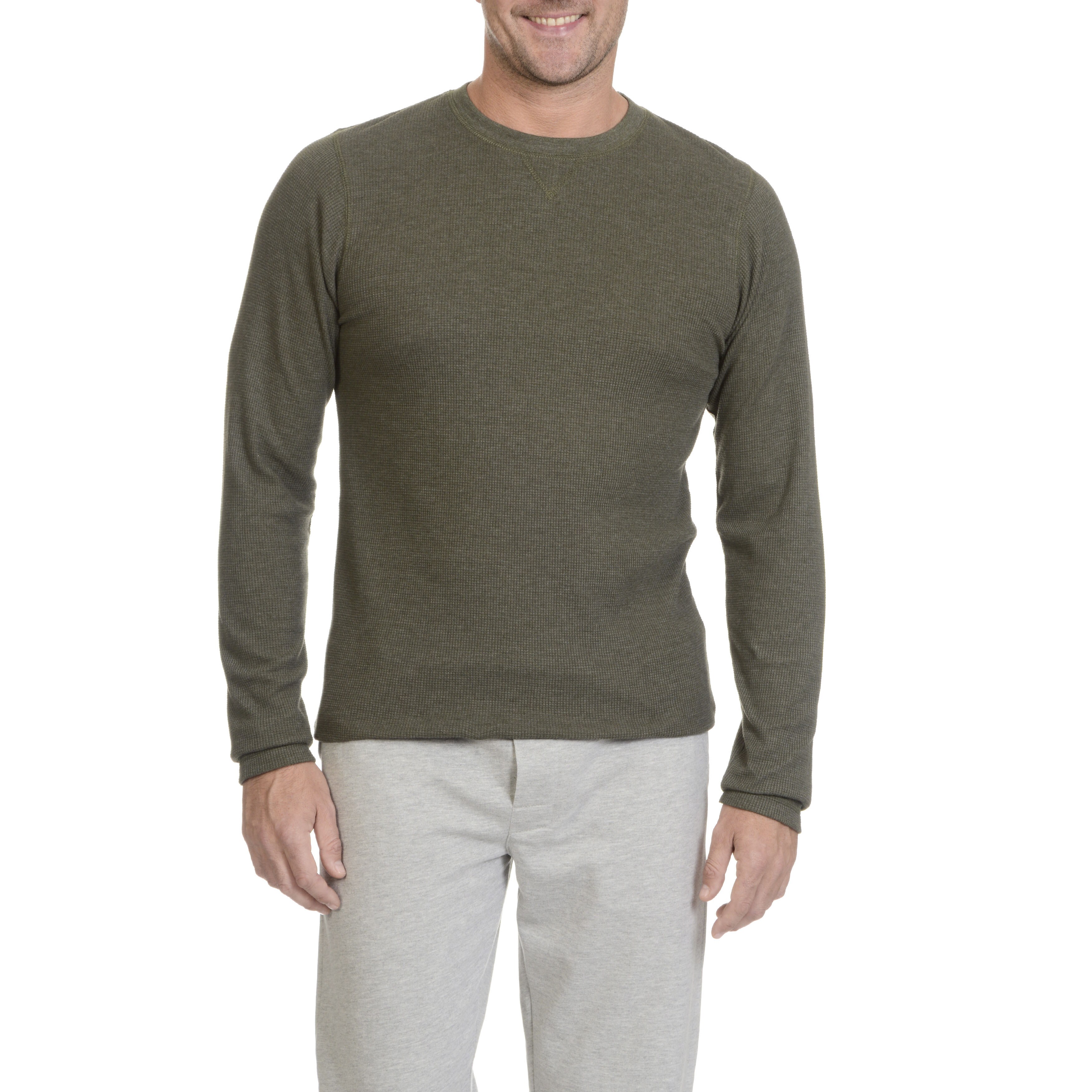 NEW CLUB ROOM WAFFLE WASHED CREW NECK LONG SLEEVE THERMAL SHIRT