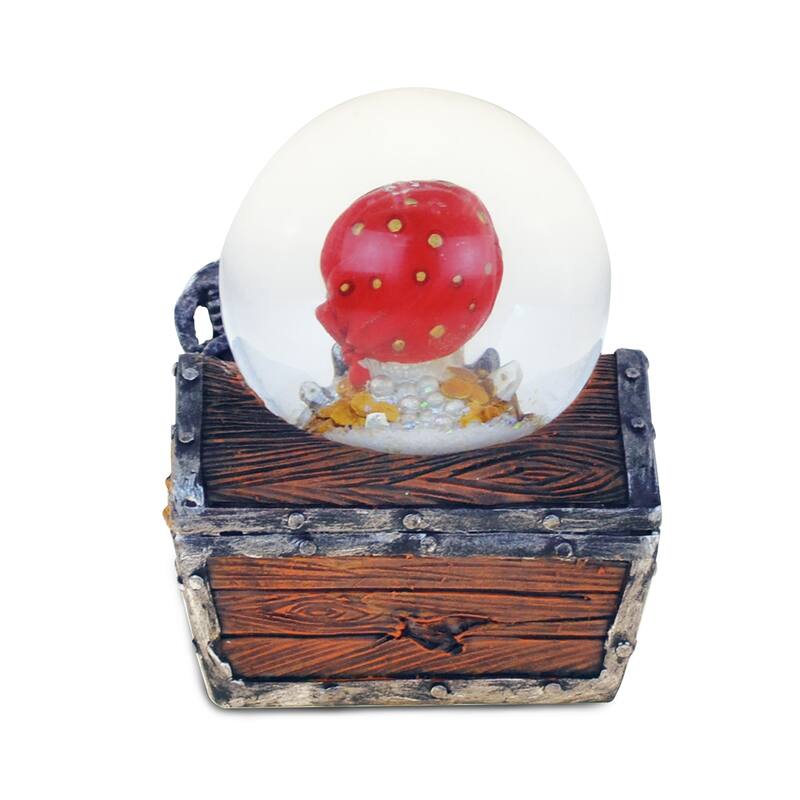 Puzzled Pirate Island Multicolor Resin 65-millimeter Treasure Box Snow Globe