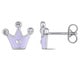 preview thumbnail 1 of 1, Miadora Sterling Silver Children's White Enamel and Crystal Crown Stud Earrings