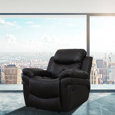 Parker Black Faux Leather Heated Vibrating Massage Recliner