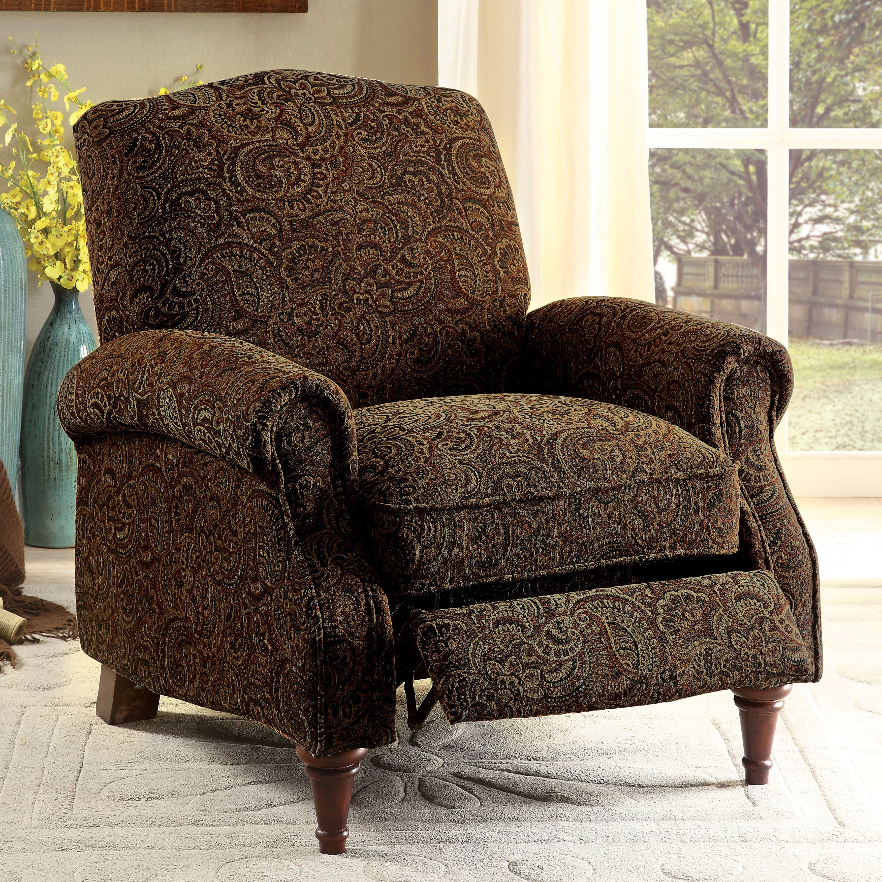 Furniture Of America Zily Traditional Brown Fabric Recliner Chair