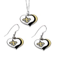 New Orleans Saints Glitter Stud Earrings Free Shipping On Nfl New Orleans Saints Sports Team Logo Glitter Heart Necklace And Earring Set Charm Gift