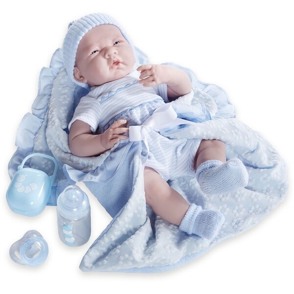 JC Toys Blue Fabric 15.5-inch Realistic Baby Boy Doll