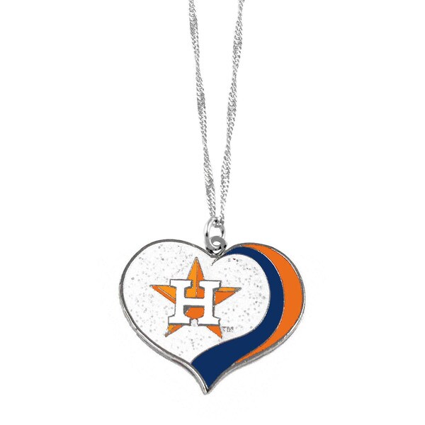 MLB Houston Astros Sports Team Logo Glitter Heart Necklace Charm Gift