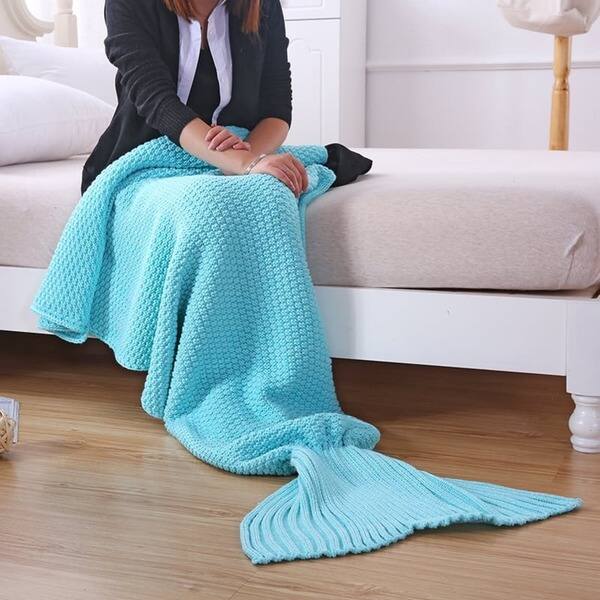 Shop Child Knit Mermaid Tail Blanket Overstock 13767974