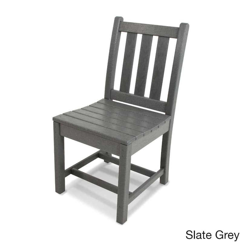 POLYWOOD Traditional Garden Dining Side Chair - Slate Grey