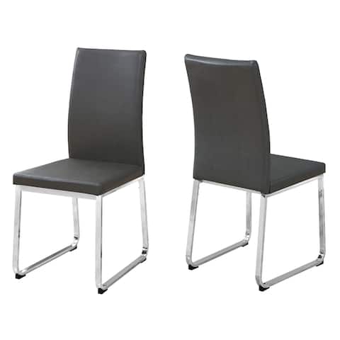Grey Chrome Faux Leather Dining Chair (Set of 2)
