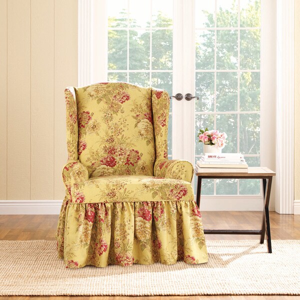 Wingback chair discount slipcover with skirt