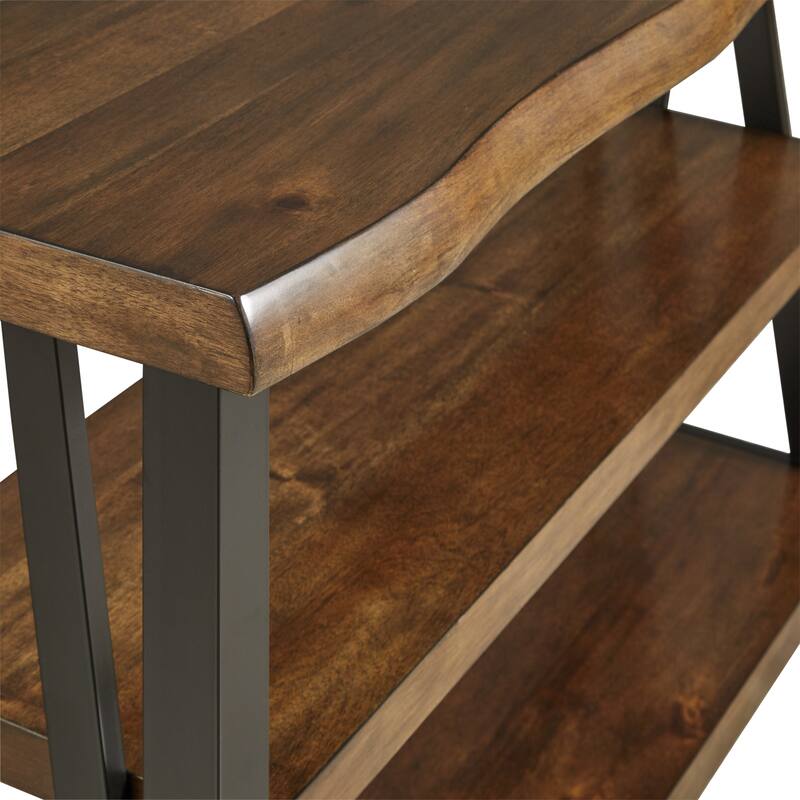 Banyan Live Edge Wood and Metal Console Sofa Table Bookshelf by iNSPIRE Q Artisan