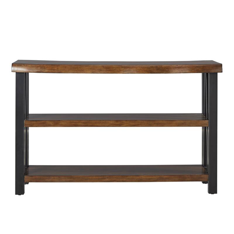 Banyan Live Edge Wood and Metal Console Sofa Table Bookshelf by iNSPIRE Q Artisan