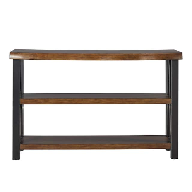 Banyan Live Edge Wood and Metal Console Sofa Table Bookshelf by iNSPIRE ...