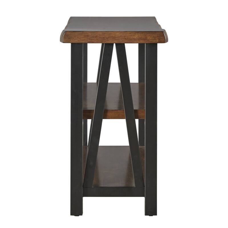 Banyan Live Edge Wood and Metal Console Sofa Table Bookshelf by iNSPIRE Q Artisan