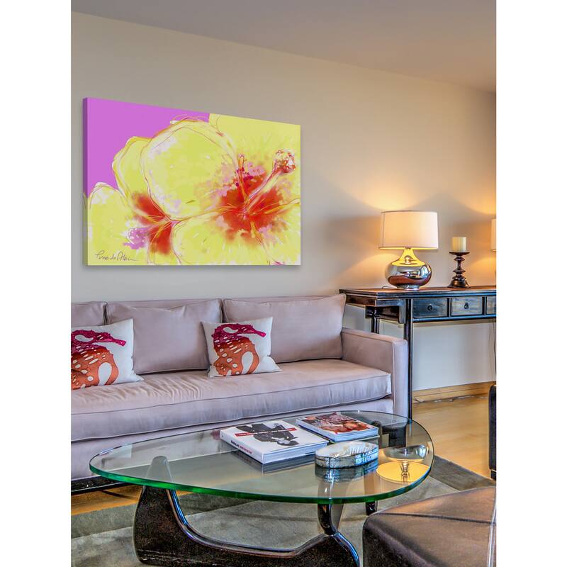 Marmont Hill - 'Yellow Hibiscus' by Arthur Pina Painting Print on Wrapped Canvas - Multi-Color