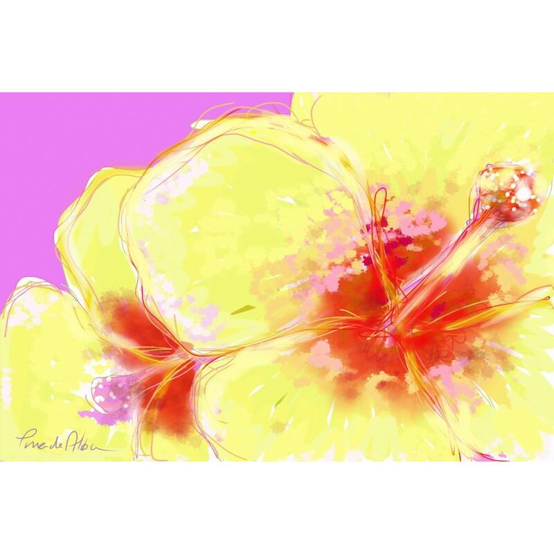 Marmont Hill - 'Yellow Hibiscus' by Arthur Pina Painting Print on Wrapped Canvas - Multi-Color