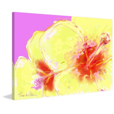 Marmont Hill - 'Yellow Hibiscus' by Arthur Pina Painting Print on Wrapped Canvas - Multi-Color