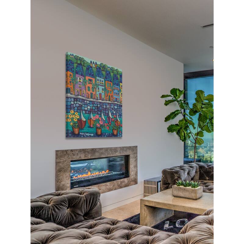 Marmont Hill - 'Ville Par La Port' by Holly Wojahn Painting Print on Wrapped Canvas - Multi-Color