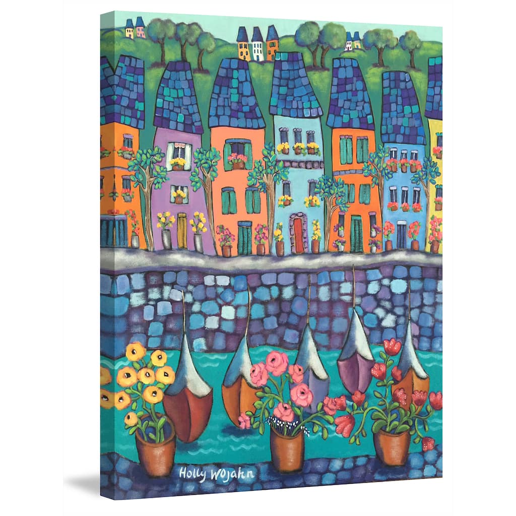 Marmont Hill - 'Ville Par La Port' by Holly Wojahn Painting Print on Wrapped Canvas - Multi-Color