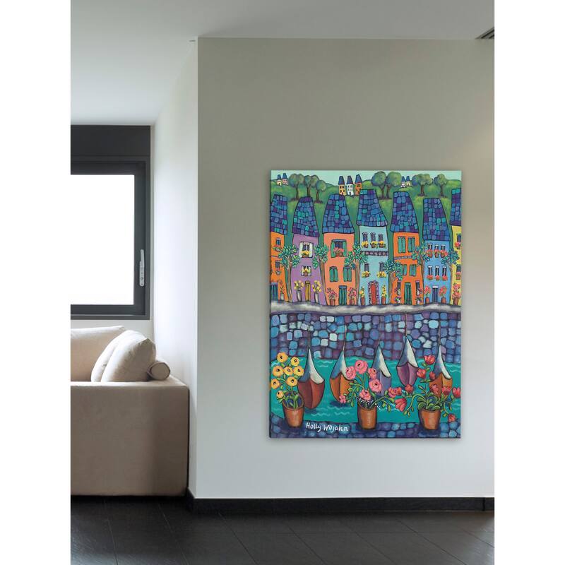 Marmont Hill - 'Ville Par La Port' by Holly Wojahn Painting Print on Wrapped Canvas - Multi-Color