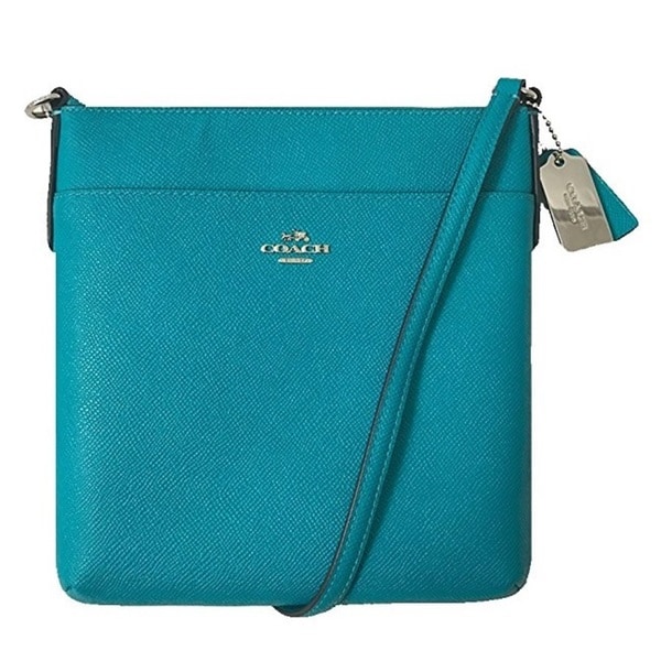Shop Coach Embossed Textured Turquoise Leather North/South Swingpack Crossbody Handbag - Free ...