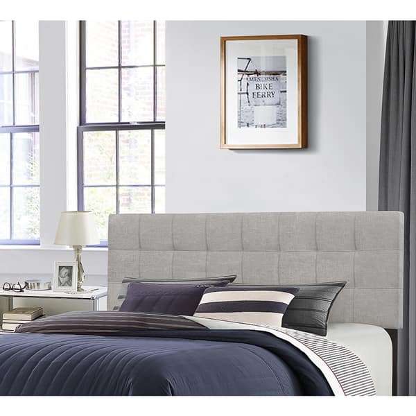 slide 1 of 1, Hillsdale Furniture Delaney Glacier Grey Fabric Wood Full/Queen Headboard