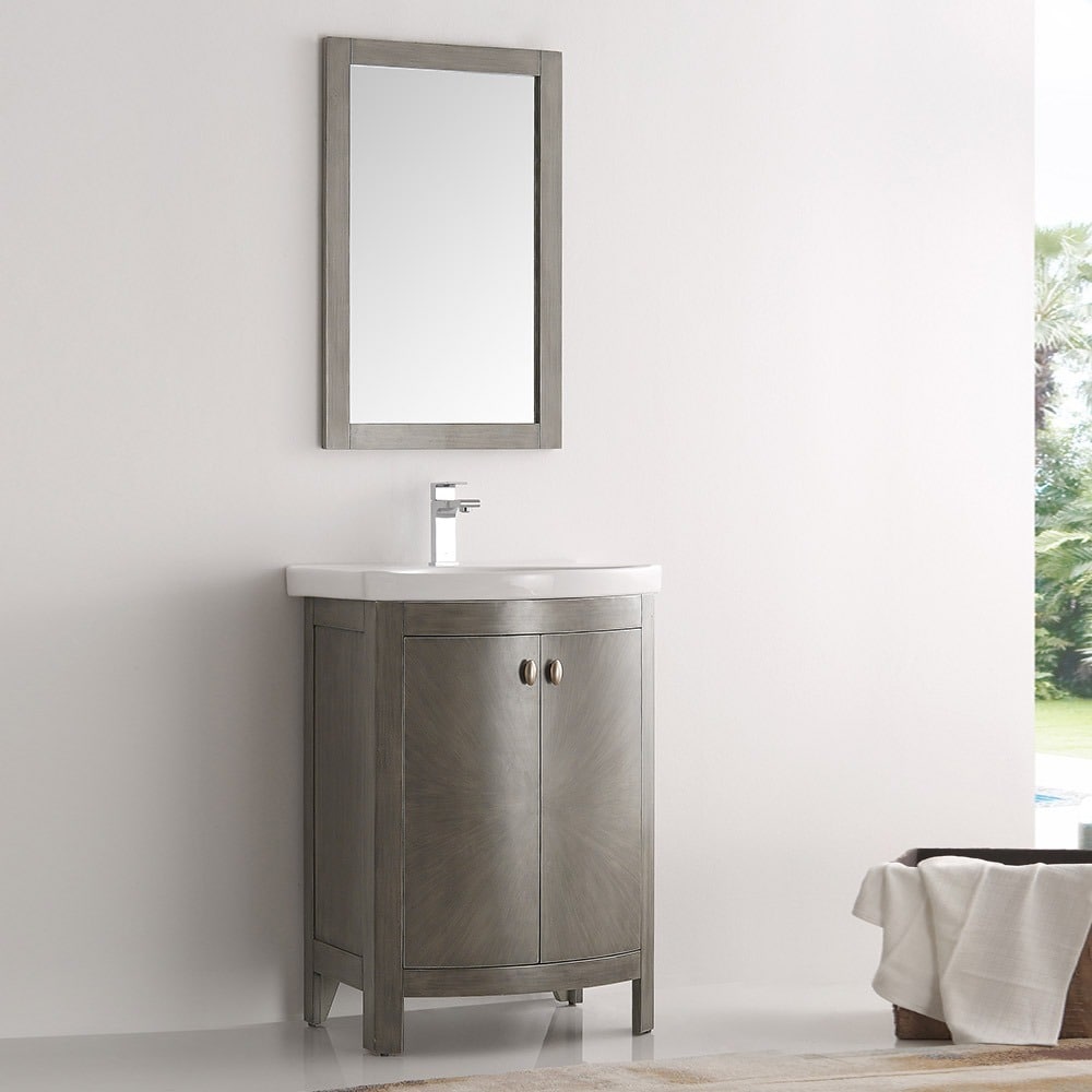 Shop Fresca Greenwich Antique Silver Wood 24 Inch Single Sink