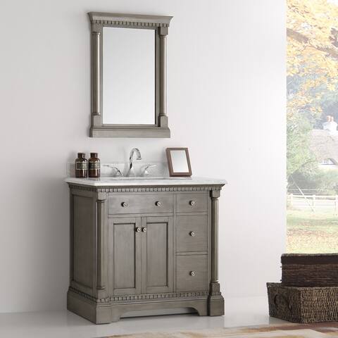 Fresca Kingston Antique Silver 36-inch Traditional Bathroom Vanity with Mirror
