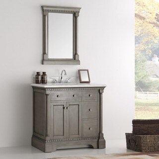 Fresca Kingston Antique Silver 36-inch Traditional Bathroom Vanity with Mirror