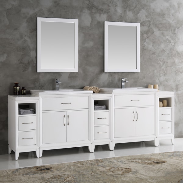shop fresca cambridge white 96-inch double-sink traditional bathroom