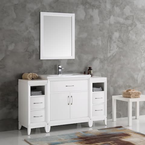 Fresca Cambridge 54-inch White Bathroom Vanity with Mirror
