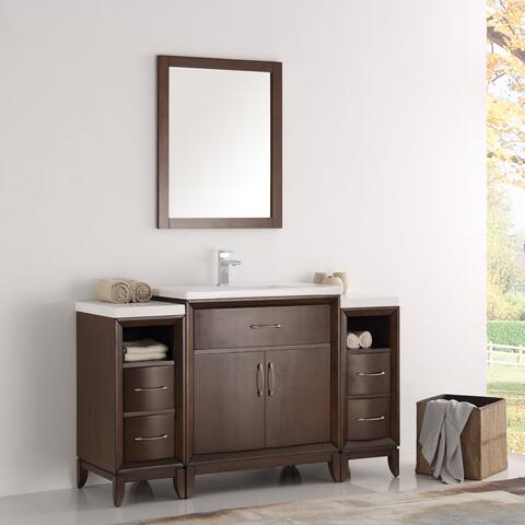 Fresca Cambridge Brown Wooden 54-inch Antique Bathroom Vanity with Mirror