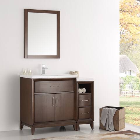 Fresca Cambridge Antique Coffee Wood 42-inch Traditional Bathroom Vanity With Mirror