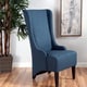 preview thumbnail 20 of 41, Callie High-back Fabric Dining Chair by Christopher Knight Home - 23.25" L x 28.75" W x 46.25" H Dark Blue