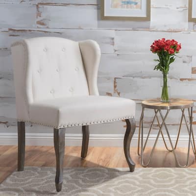 Niclas Wing Back Studded Fabric Accent Chair by Christopher Knight Home