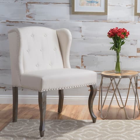 Niclas Wing Back Studded Fabric Accent Chair by Christopher Knight Home