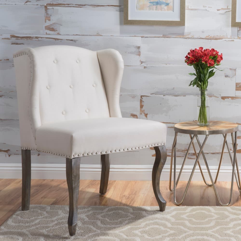 Niclas Wing Back Studded Fabric Accent Chair by Christopher Knight Home