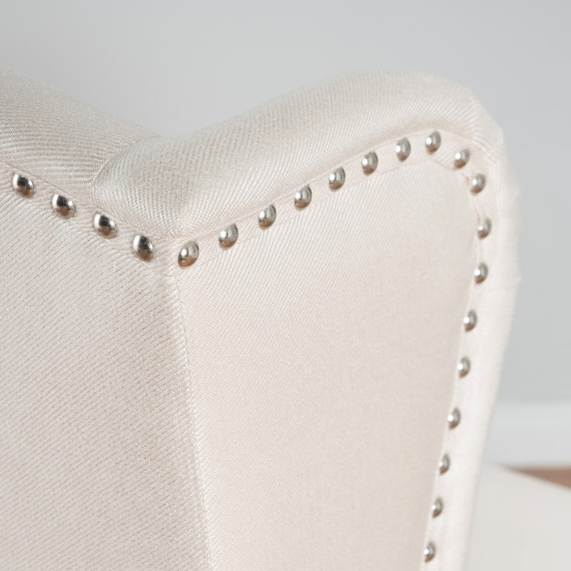 Niclas Wing Back Studded Fabric Accent Chair by Christopher Knight Home