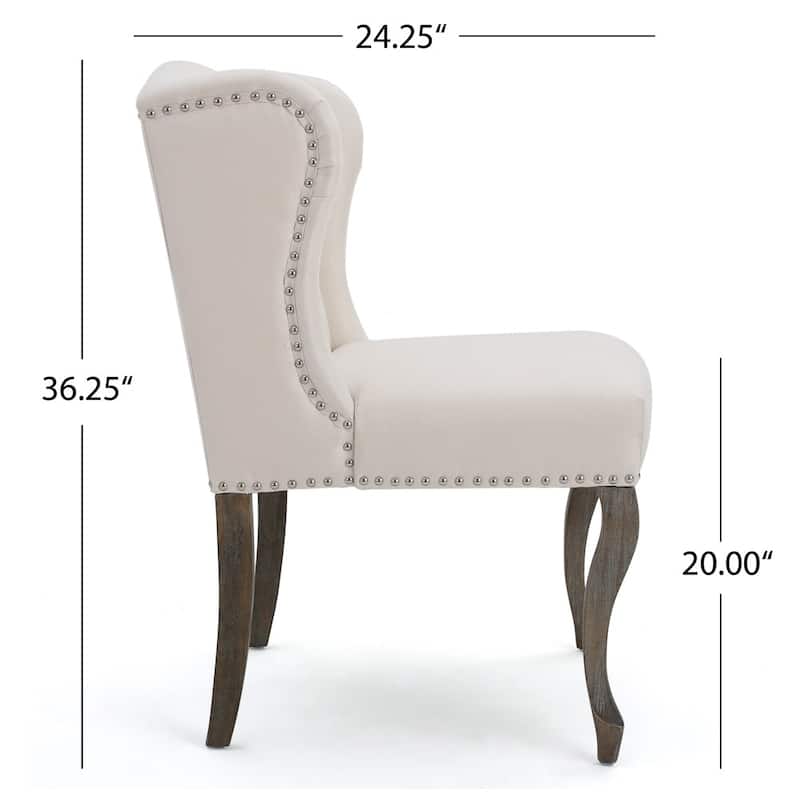 Niclas Wing Back Studded Fabric Accent Chairs (Set of 2) by Christopher Knight Home