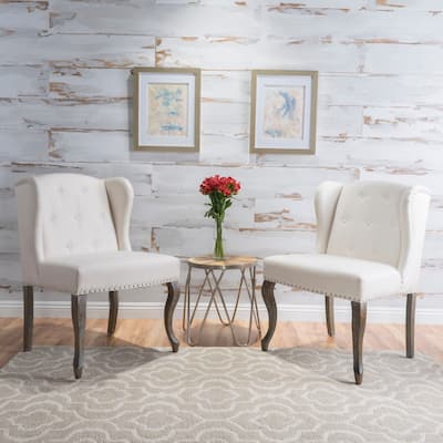 Niclas Wing Back Studded Fabric Accent Chairs (Set of 2) by Christopher Knight Home