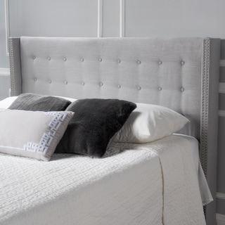 Kendrah Adjustable Full/Queen Wing-back Studded Fabric Headboard by Christopher Knight Home